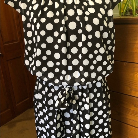 Robbie Bee Black & White Polka Dot Dress Sz 12 - Picture 3 of 7